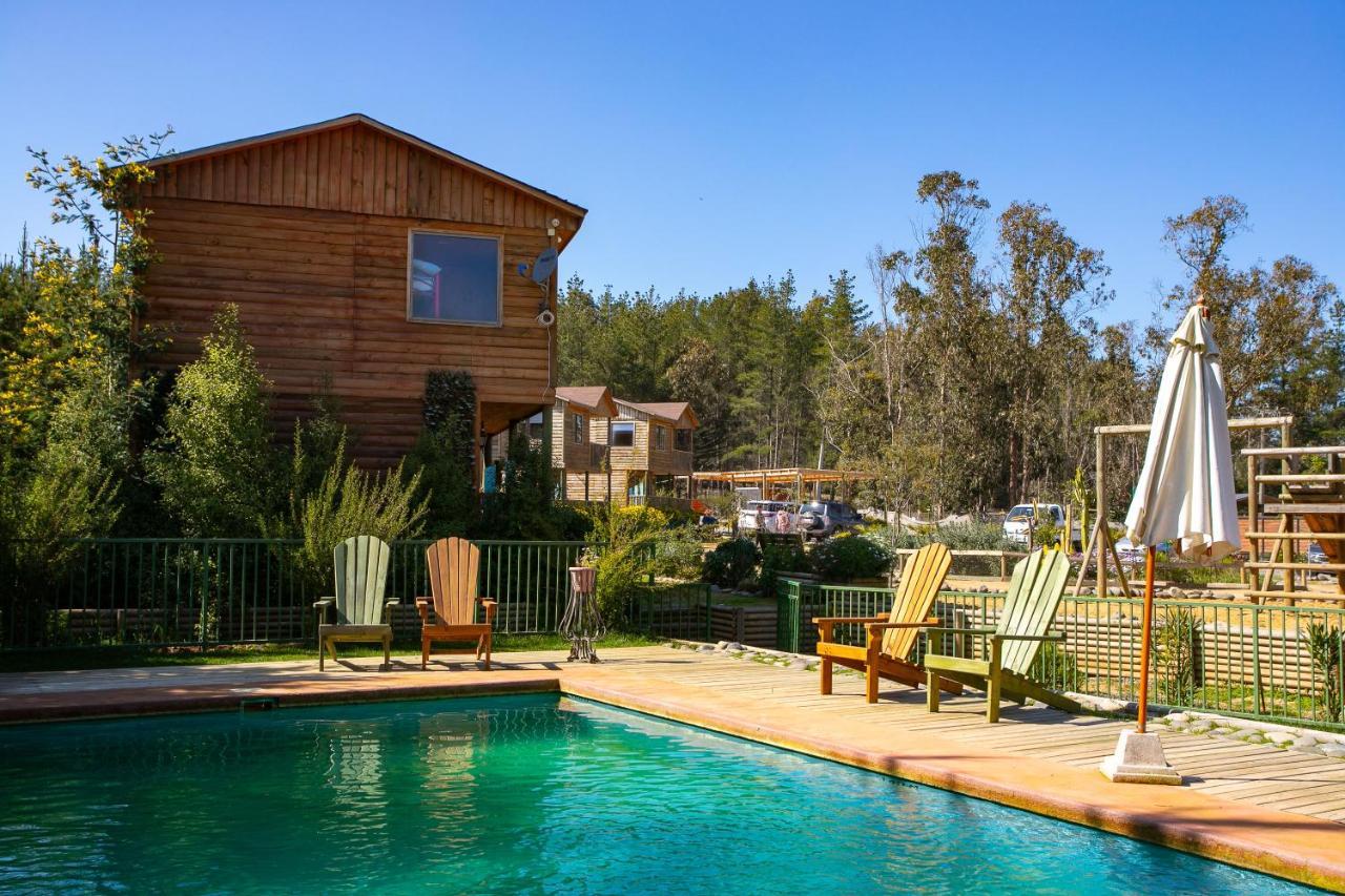 Cabana En Tunquen Con Parrilla, Fogon, Piscina Y Bosque Eksteriør billede
